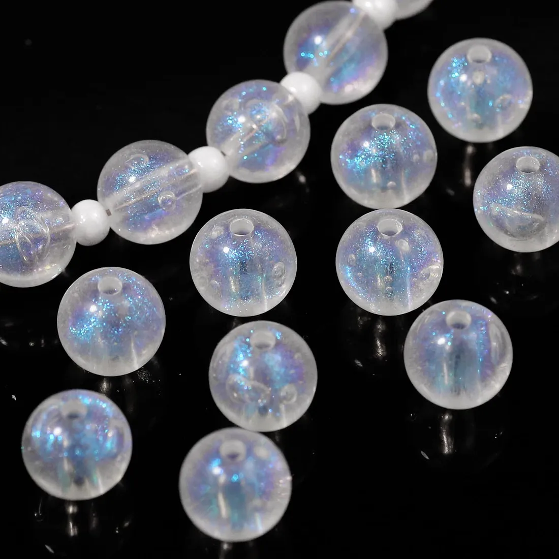 Authentic 50/100pcs Shiny Straight-hole Acrylic Round Beads White Loose Spacer Beads for Jewelry Making DIY Bracelets Necklace Supplies
