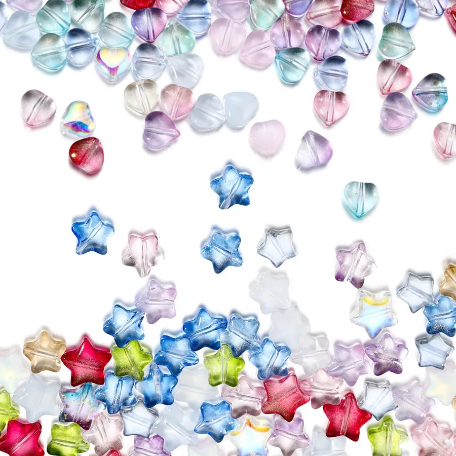 Authentic 20/50pcs 8-10mm AB Color Heart Star Beads Czech Glass Loose Spacer Beads for Jewelry Making Hairpin Handmade Diy Accessories