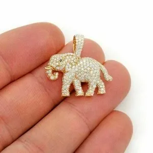 Authentic Moonlit Majesty: Elephant-Shaped Moissanite Elegance in 14k Gold Radiance