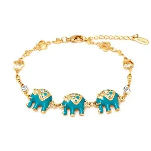 Authentic Amulet of the Azure Procession: 18k Gold Plated Triple Elephant Bracelet