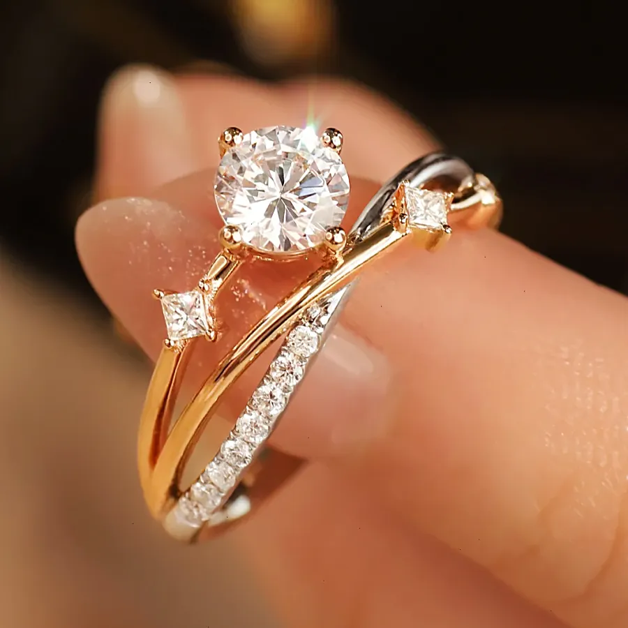 Authentic 1CT D Color VVS1 Real Moissanite Shooting Star Engagement Ring S925 Sterling Silver Wedding Ring For Women GRA Certified Pass Diamond Tester Fine Jewelry With Certificate