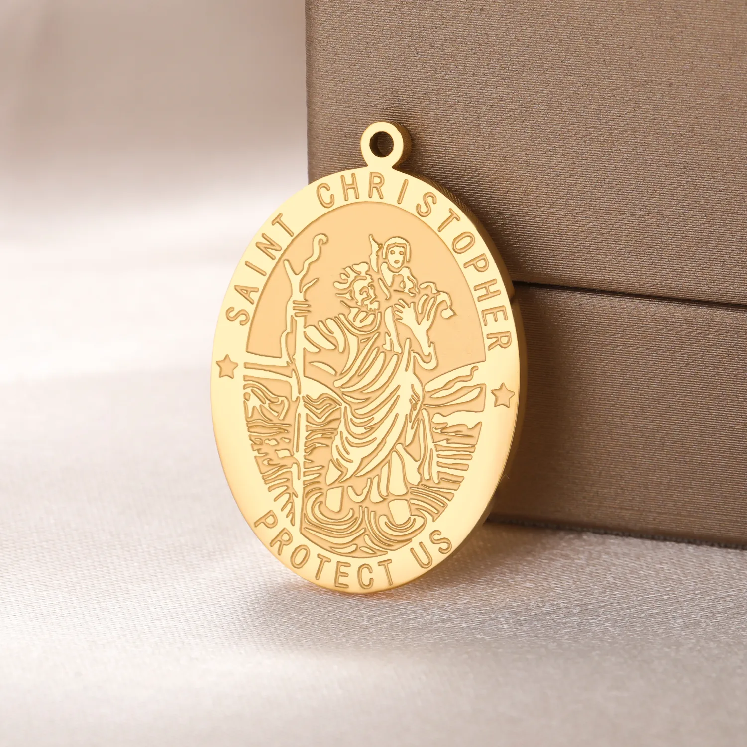 Authentic LIKGREAT St. Christopher Pendant 20*29mm Gold Color Double-sided Corrosion Religious Jewelry DIY Accessories
