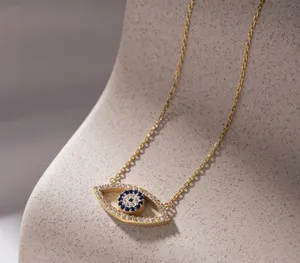Authentic Evil Eye Necklace, Gold Plated Evil Eye Necklace, Minimalist Necklace, Evil Eye