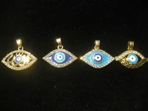 Authentic EVIL EYE AND LAQUERED EYE IN MIDDLE GOLD PLATED 4 TO CHOOSE FROM & FIGARO CHAI