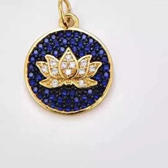 Authentic Celestial Lotus Sapphire Talisman – 2‑Carat Round‑Cut Lab‑Created Sapphire in 14k Gold‑Plated Lotus Blossom