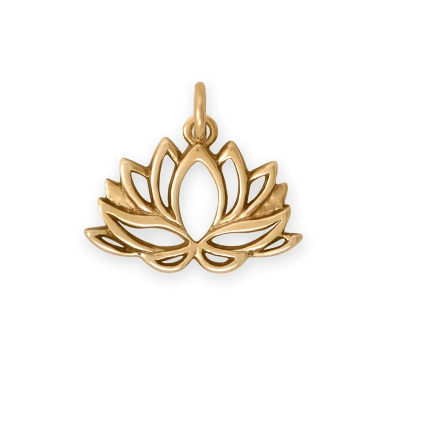Authentic Lotus Flower Charm Gold Plated Sterling Silver Pendant