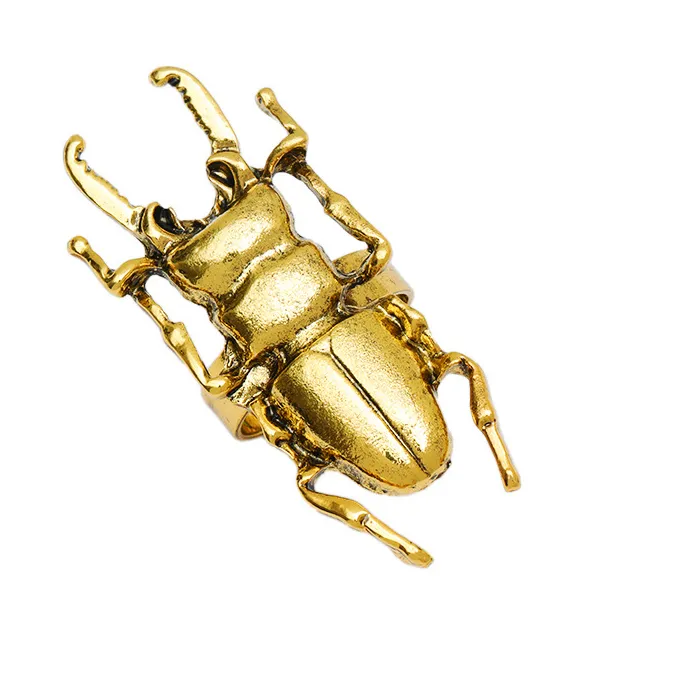 Authentic Retro Simulated Beetle Ring for Women Vintage Punk Beatles Shaped Insect Metal Rings for Boyfriends Jewelry 2023 Trend