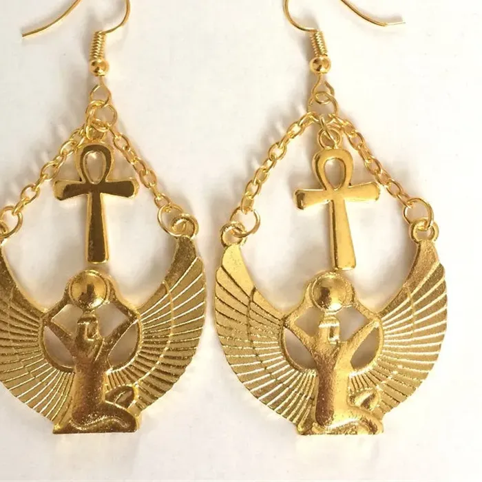 Authentic 2025 Goddess Isis Ancient Egyptian Earrings for girlfriend Druzzil Ro Egyptian Goddess women Retro pendant classica