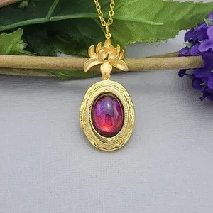 Authentic The Sacred Lotus Photo Locket - A Golden Gateway to Inner Peace