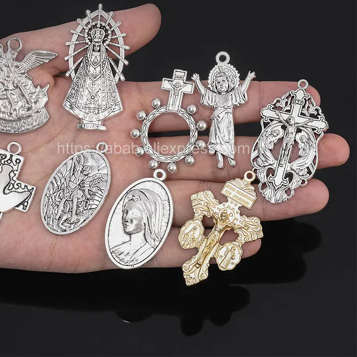 Authentic 5 Pieces / Religious Cross Christian Jewelry Cross Pendant St Benedict Cross Pattern Pendant Pendant Necklace.