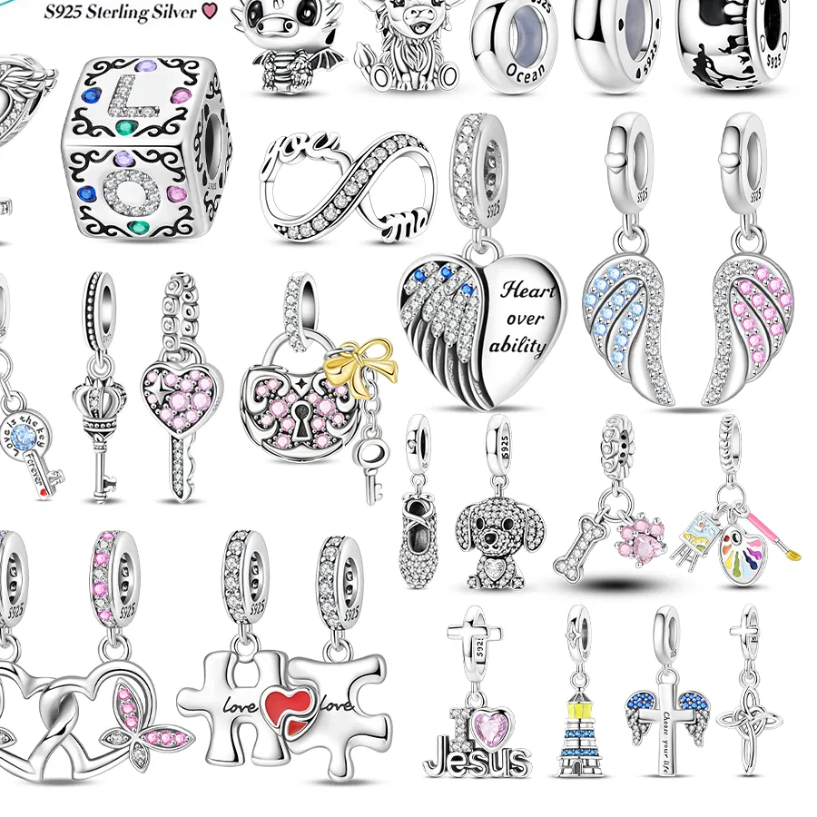 Authentic Original Charms 925 Silver Plated Colorful Zircon Love Butterfly Wings Tortoise Beads Pendant Fit Bracelet DIY Jewelry Making