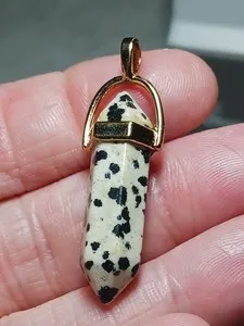 Authentic Gold-Plated Chakra Healing Jasper Crystal Hexagonal Double Point Pendant
