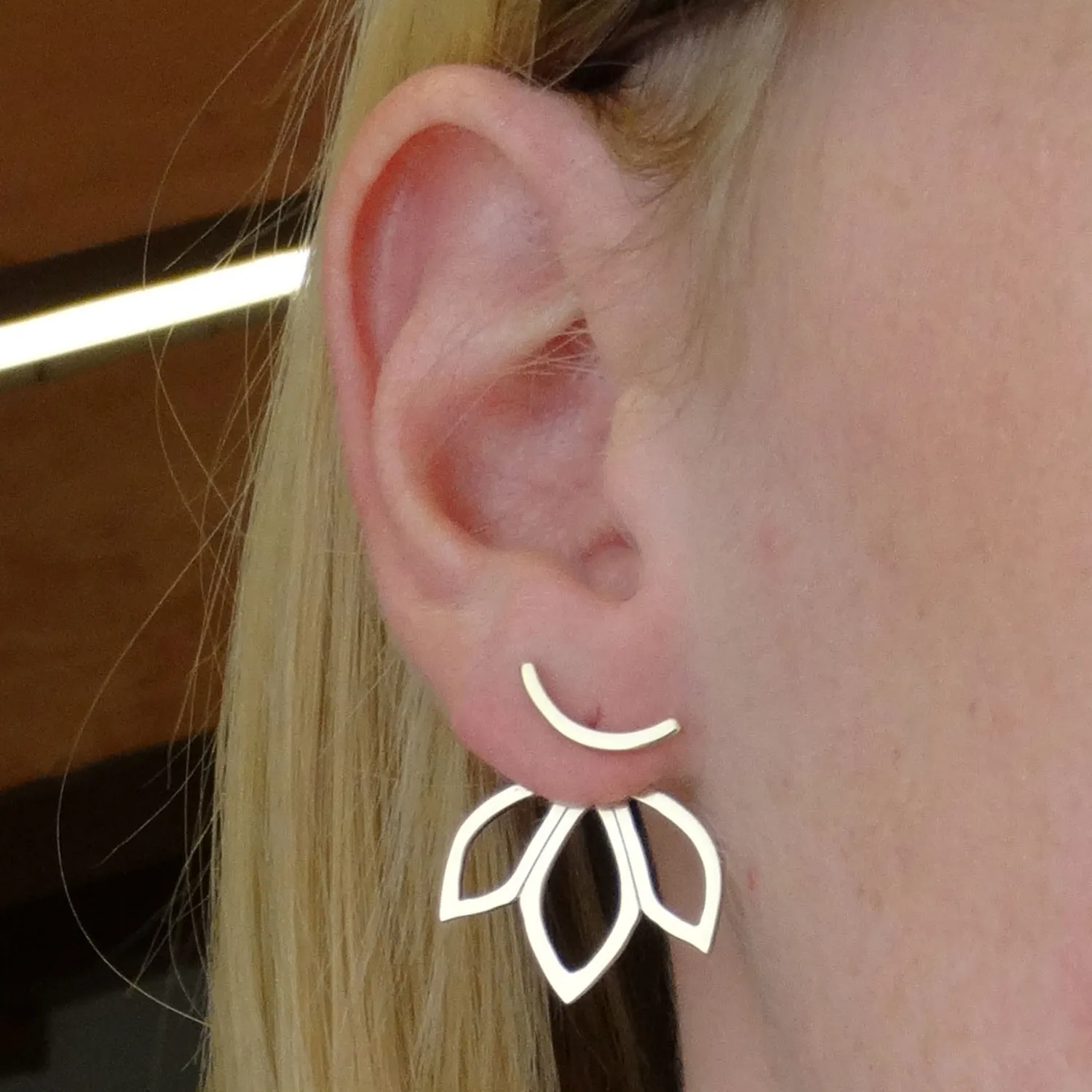 Authentic Golden Lotus Bloom Ear Jackets: Sacred Geometry for the Awakened Spirit