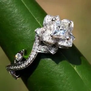 Authentic Sacred Lotus: 2.85ct Radiant Blooming Engagement Ring