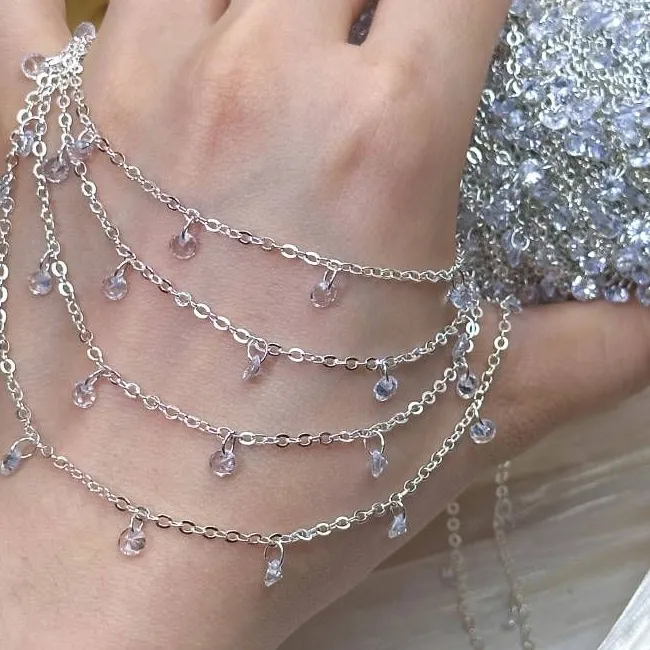 Authentic Ice Transparent White Zirconia Chain Material for Handmade Jewelry Hair Ornament DIY
