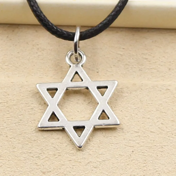 Authentic Star Of David Shield Hexagram Pendant Necklace Choker Charm Black Leather Cord Factory Price Jewelry