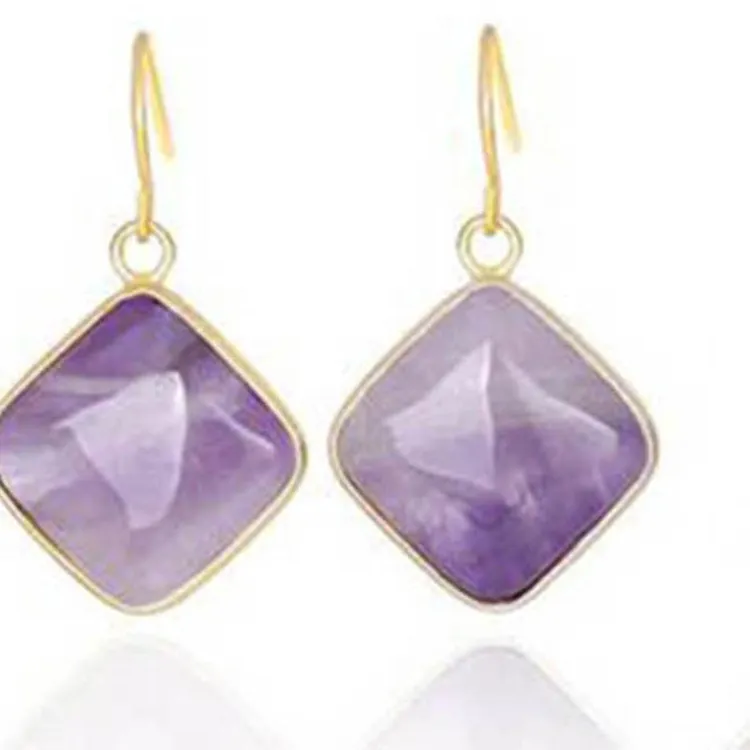 Authentic Charms Natural Healing Crystal Stone Earrings For Women Amethyst Rose Quartz Labradorite Dangle Hook Earring Choice Girl Jewelry