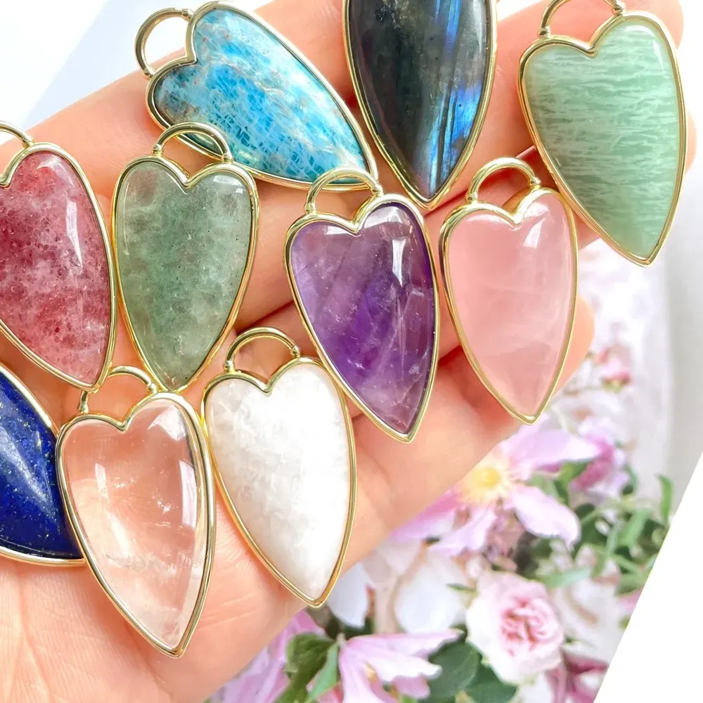 Authentic Pentalogy of the Sacred Heart - Alchemical Crystal & Gold-Plated Pendants