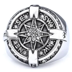 Authentic The Mariner's Sigil: Gold-Plated Sea God Octagram Compass Ring