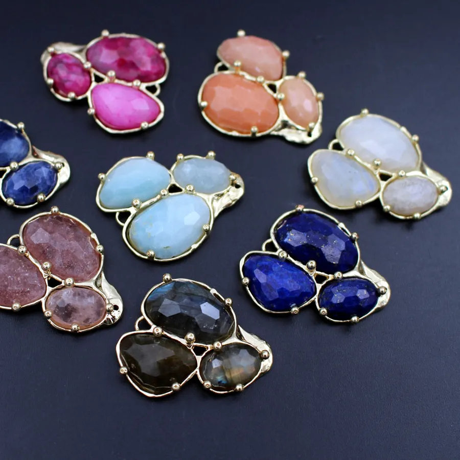 Authentic Celestial Triad Lunar Connectors of Rose Quartz, Lapis Lazuli, and Labradorite