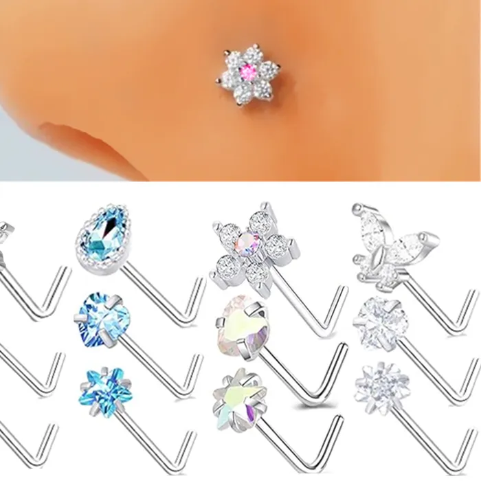 Authentic Celestial Blossom Nose Studs: A Trio of Floral Radiance