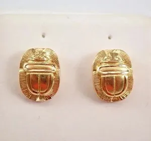 Authentic Golden Scarab Studs: Ancient Protection & Modern Elegance