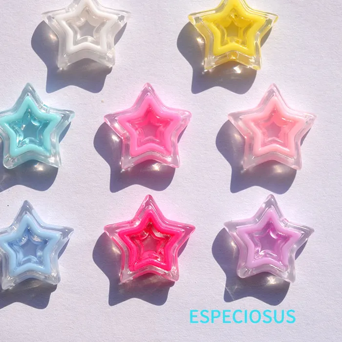 Authentic Multi Color Cute Pentagram Beads Bracelet Spacer Acrylic Hollow Star Charms Necklace Making Departments DIY Jewelry Accessories
