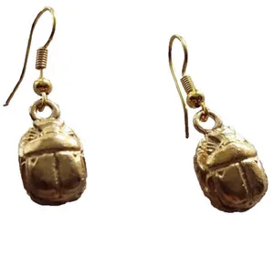 Authentic Wings of Eternity: Gilded Scarab and Eye of Horus Earrings