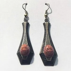 Authentic Eternity Wrought in Gold: Art Deco Scarab Pierced Earrings