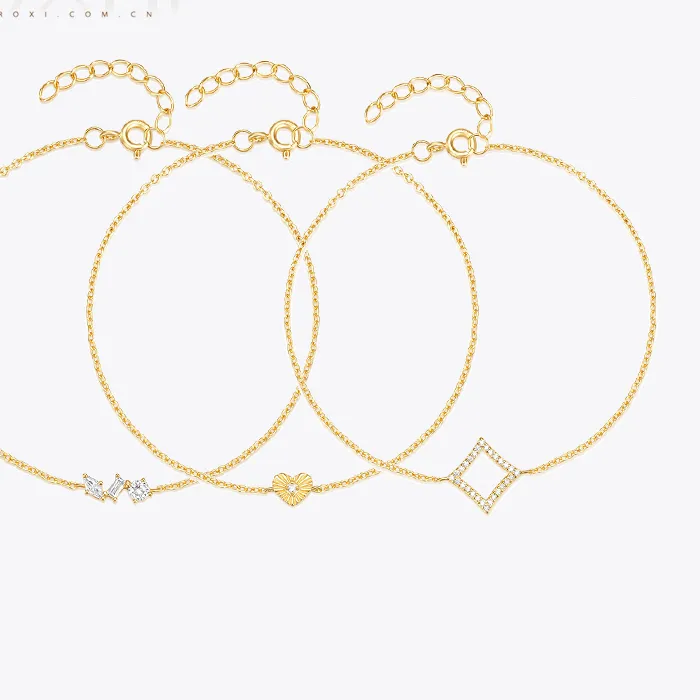 Authentic ROXI 925 Sterling Silver Heart/Geometric/rhombus Zircon Bracelet For Women Couple Class Wedding Party Boutique Jewelry pulseras