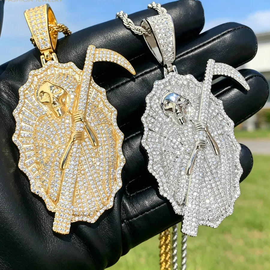 Authentic The Sovereign of Shadows: Grim Reaper Gold-Plated CZ Talisman