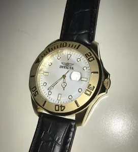 Authentic Invicta Pro Diver Master Oceans Night Glow Gold Plated Quartz 50mm Watch