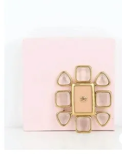 Authentic CHANEL VINTAGE S/S 1996 PINK CLEAR PETAL FLOWER BROOCH PIN GOLD PLATED STRASS