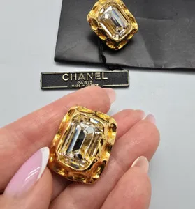 Authentic Ethereal Gold‑Veiled Crystal Rectangles – Clip‑On Amulets of Light