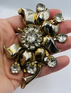 Authentic Aurora's Kiss: Vintage Gold Plated Glass Rhinestone Brooch of Illumination