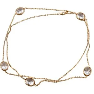 Authentic Baccarat Crystal and 18k Gold Vermeil Croise Long Necklace of Radiant Clarity
