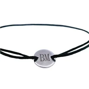 Authentic Custom Engraved Adjustable Thread Bracelet Red or Black String | 2 Block Letters