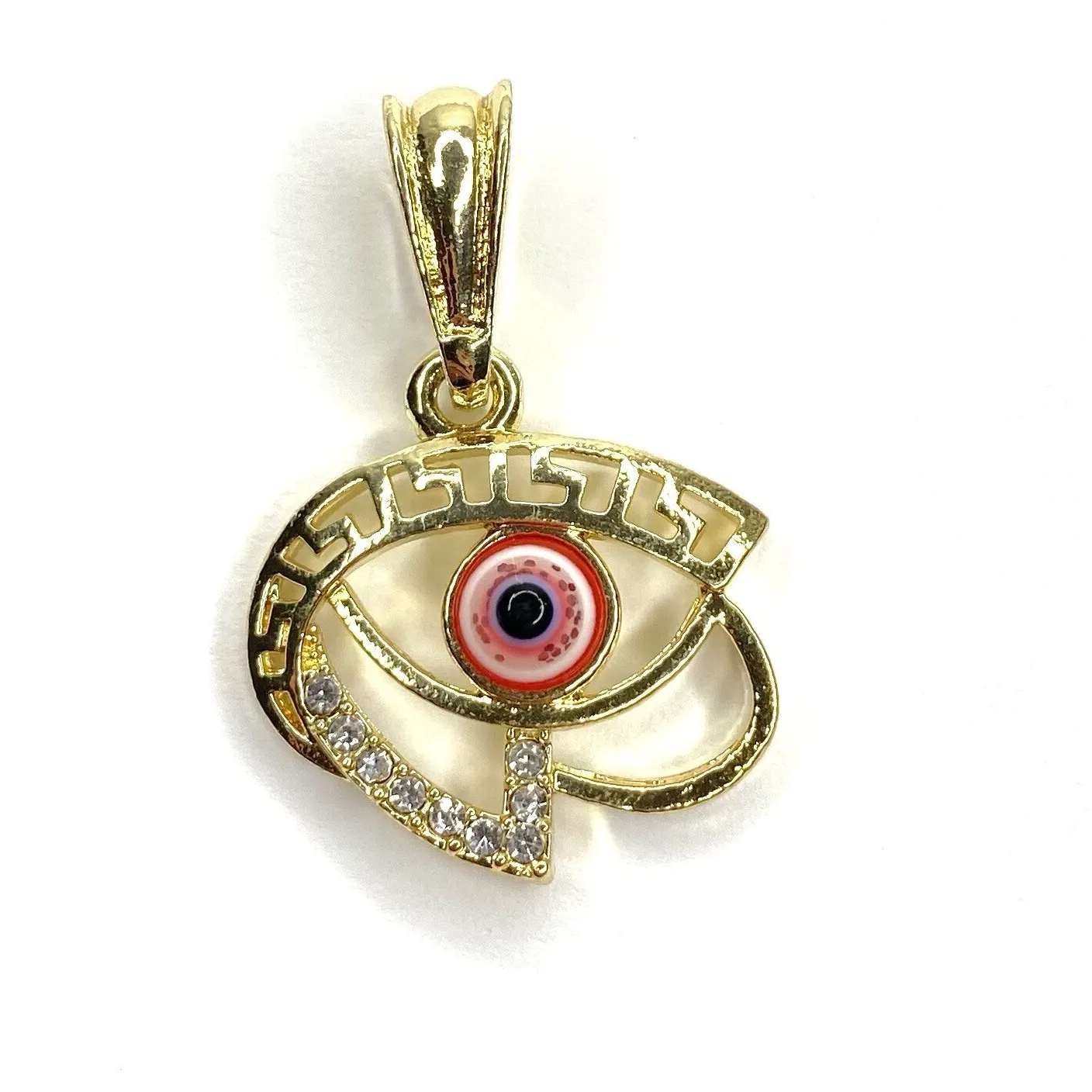 Authentic 14k Gold Plated Evil Eye Necklace Pendant Oro Laminado Mal De Ojo Medalla