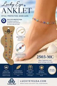 Authentic Evil eye Gold Plated Ankle Bracelet For Women Foot Bracelets#2503-Mc