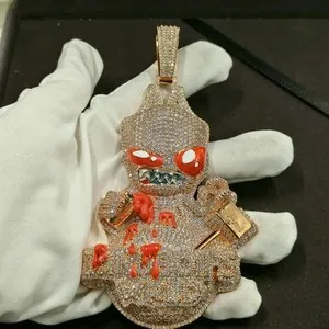 Authentic The Crimson Fiend: 7TCW Lab-Created Diamond Bloody Devil Pendant in 14k Rose Gold Plated