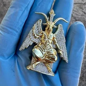 Authentic The Sigil of Mendes: 3.50Ct Moissanite Baphomet Talisman in 14K Yellow Gold
