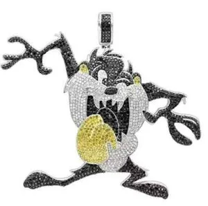Authentic The Mischievous Guardian: Taz Tasmanian Devil Diamond-Adorned Talisman