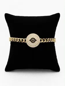 Authentic The Black Evil Eye Crystal Charm Bracelet - A Cuban Link of Protection and Power