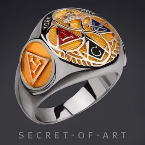 Authentic The Sovereign Seal of the York Rite: 18K Gold-Plated Master Mason & Templar Talisman Ring