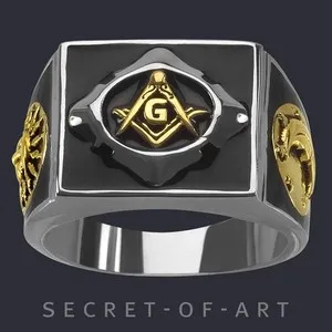 Authentic The Architect's Seal: 18K Gilded Masonic Signet of Ancient Wisdom