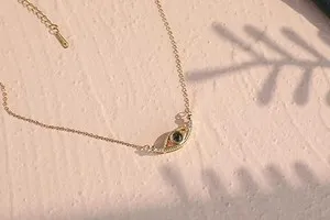 Authentic Minimalist Evil Eye Protective Charm Necklace Minimalist Gold Plated