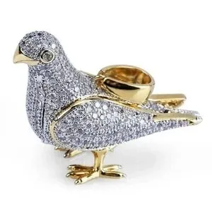Authentic The Celestial Messenger: 2Ct Lab-Created Diamond Pigeon Pendant in Radiant 14K Gold Over Silver