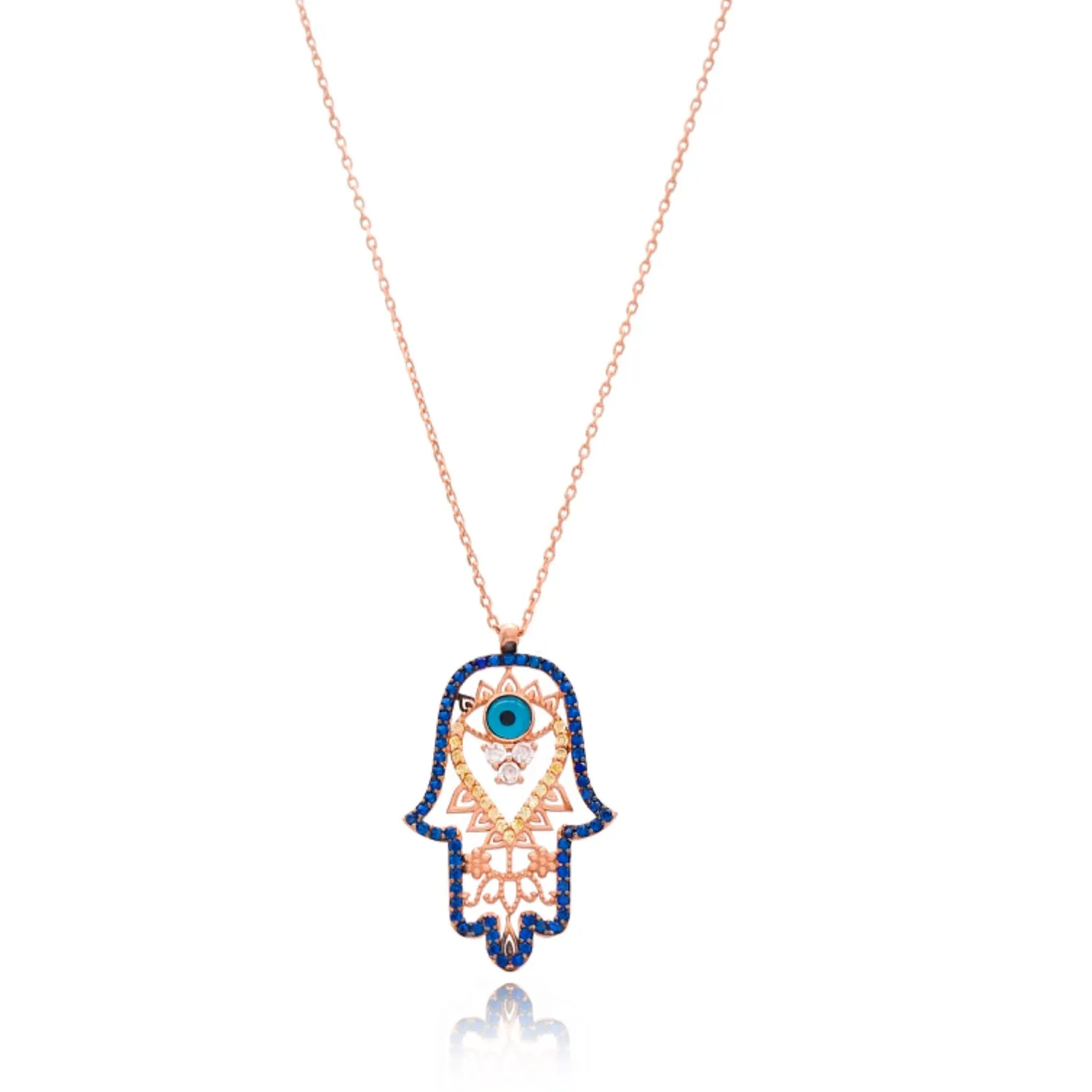 Authentic Radiant Sanctuary Rose Gold Hamsa and Evil Eye Talisman