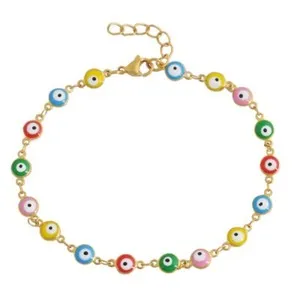 Authentic The Alluring Evil Eye Anklet - Multi-Colored Aura Protection