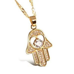 Authentic Radiant Hamsa Hand and Evil Eye White Gold Plated Talisman